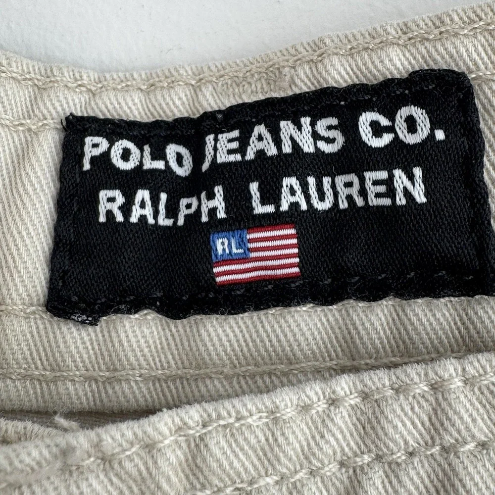 Polo Jeans Co Ralph Lauren Cargo Shorts Mens 40 Beige Utility Cotton Hiking Y2K